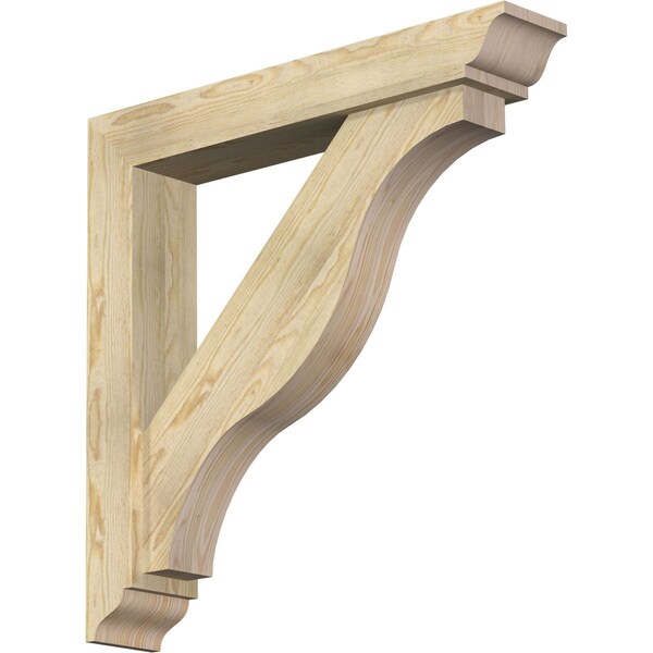 Ekena Millwork Funston Traditional Rough Sawn Bracket w/ Offset Brace, Douglas Fir, 6"W x 34"D x 34"H BKT0604X34X34FST01RDF - main